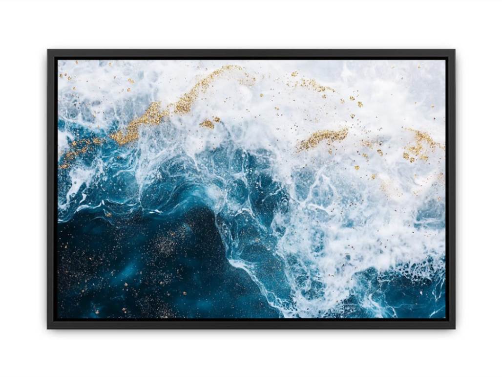 Gold teal Ocean   Painting