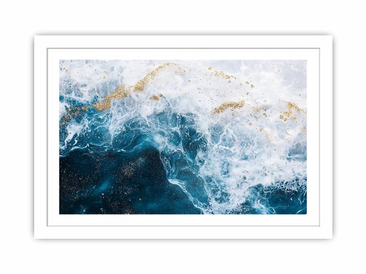 Gold teal Ocean  Streched canvas