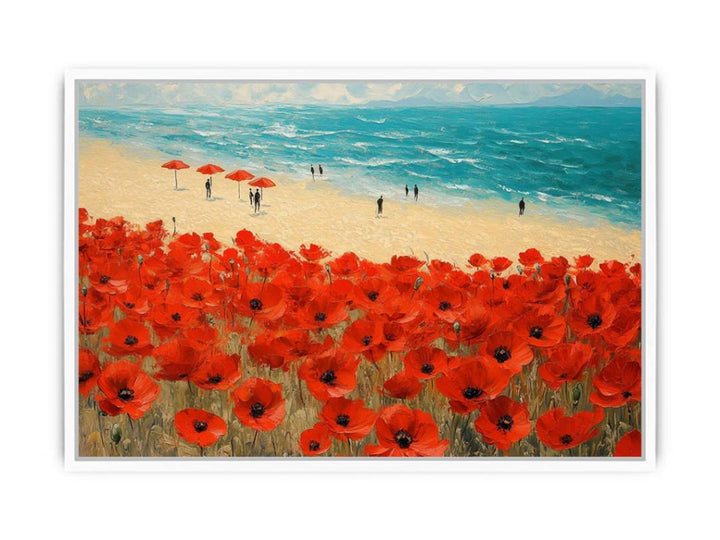 Poppies beach 12 Framed Print