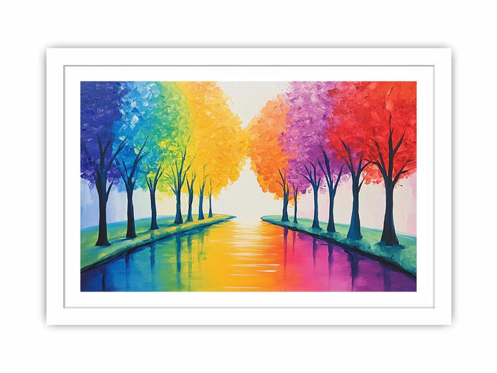 Rainbow Trees Streched canvas