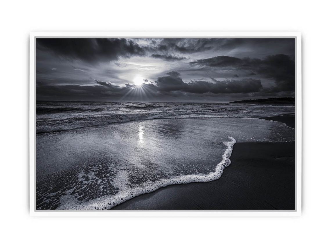 monochrome beach Framed Print