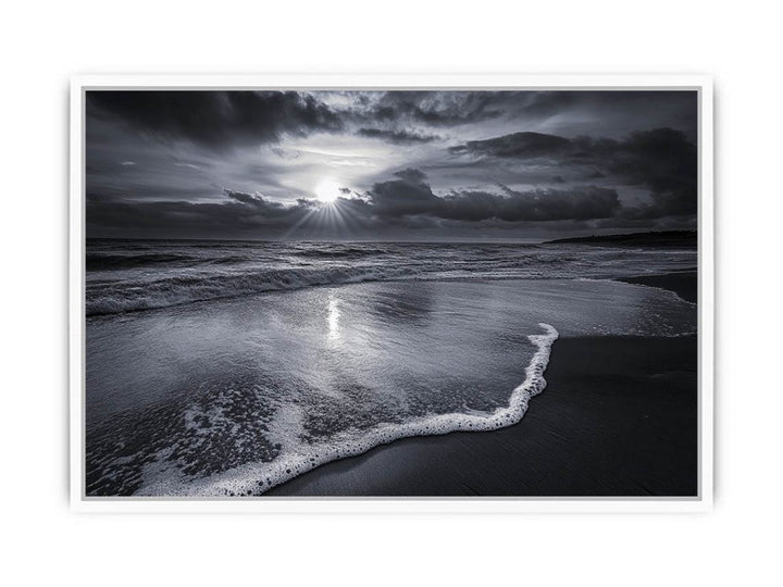 monochrome beach Framed Print