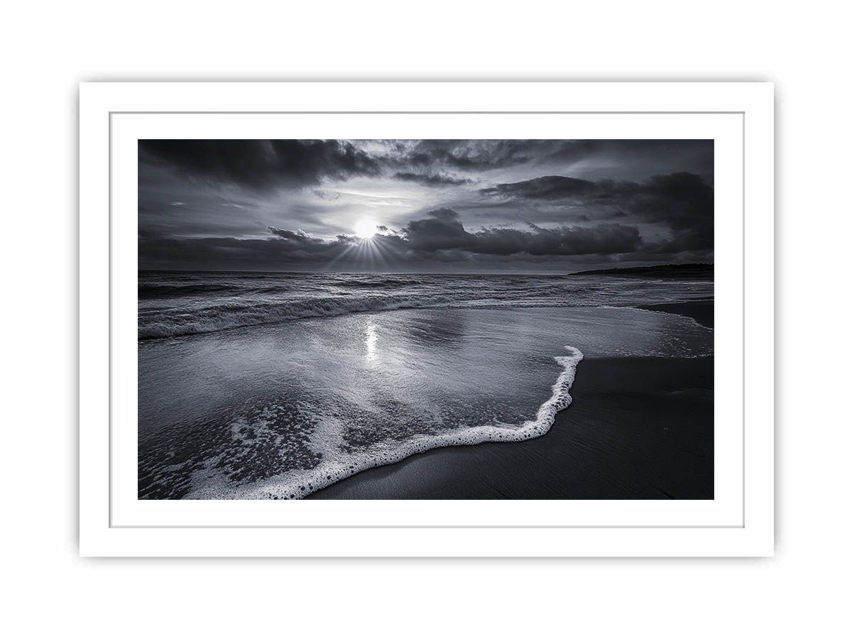 monochrome beach Streched canvas