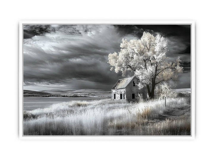 monochrome Barn Framed Print