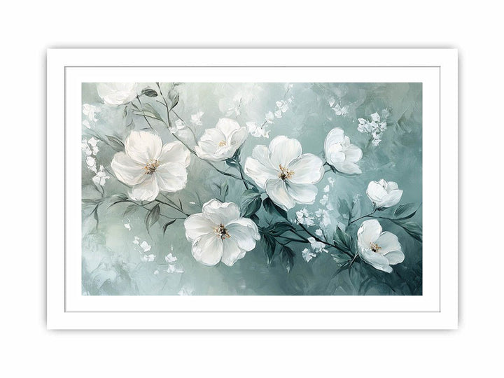 Flourish in White Streched canvas