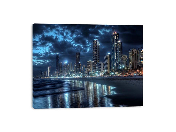 Surfer Paradise In Night Canvas Print