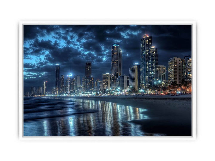 Surfer Paradise In Night Framed Print