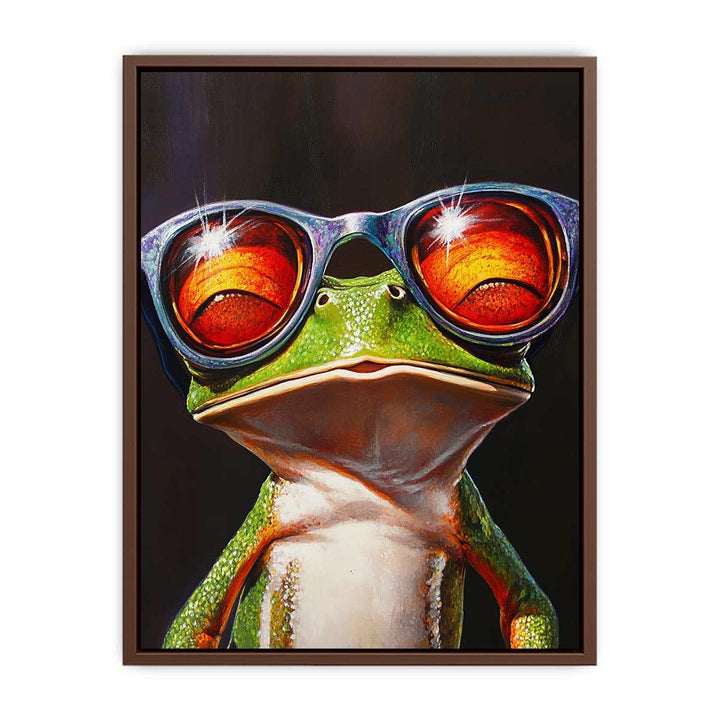 Green Tree Frog with Glasses  Poster