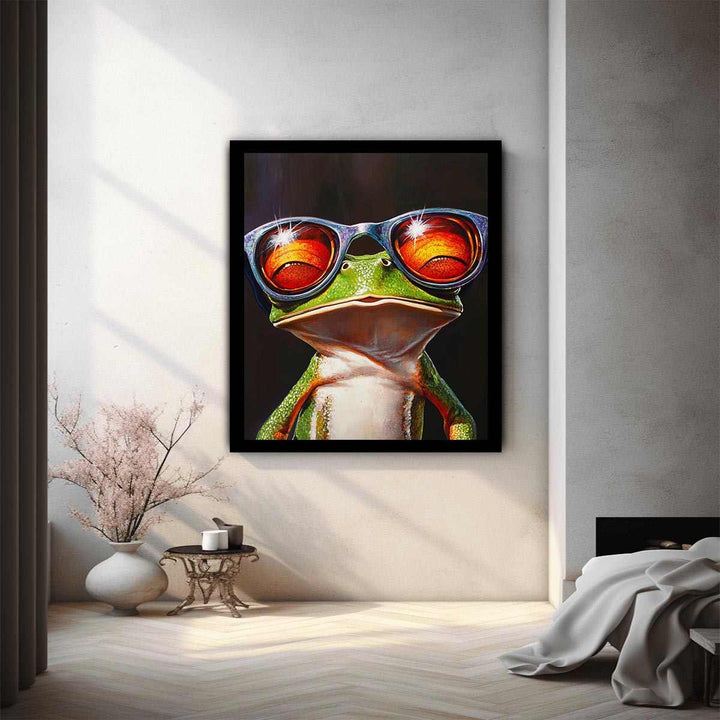 Green Tree Frog with Glasses 