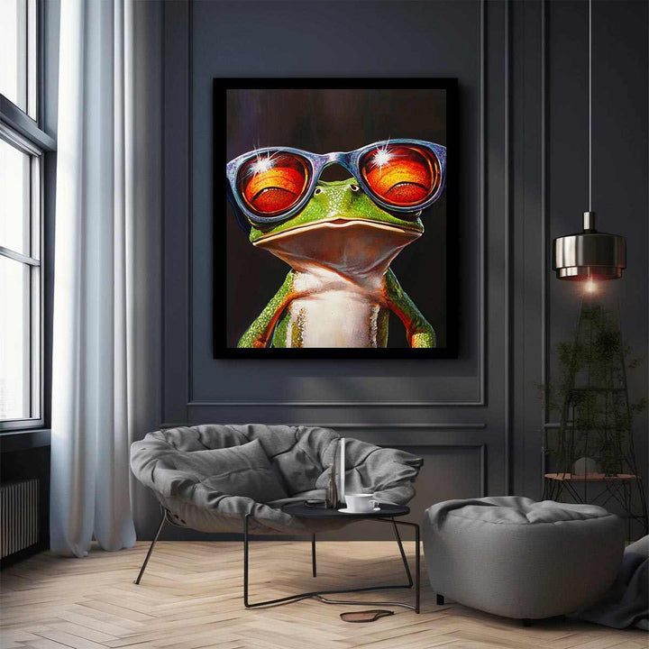 Green Tree Frog with Glasses 