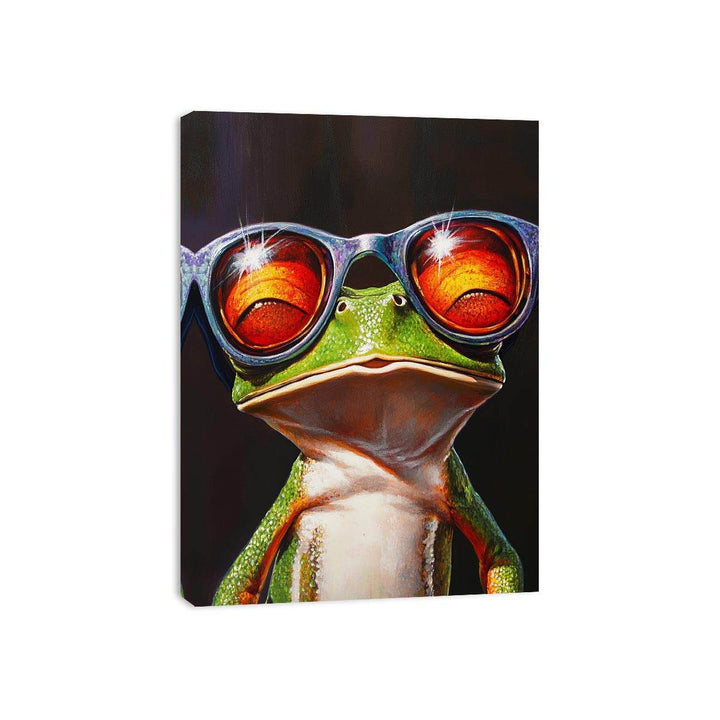 Green Tree Frog with Glasses Canvas Print