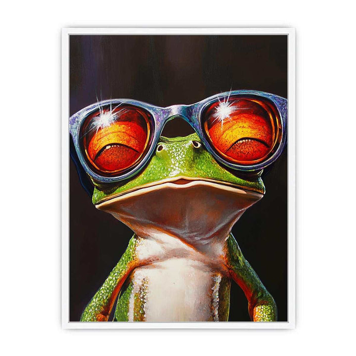Green Tree Frog with Glasses Framed Print