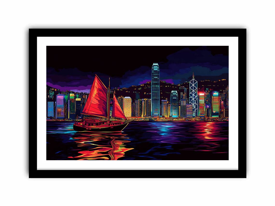 Hongkong In Night  Art Print