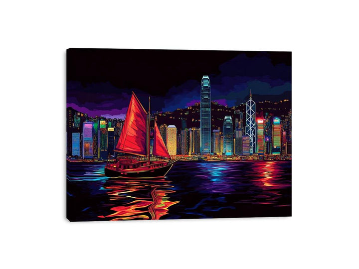 Hongkong In Night Canvas Print