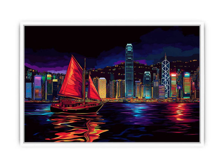 Hongkong In Night Framed Print