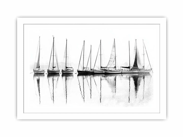 Sailbots In Harbour Streched canvas