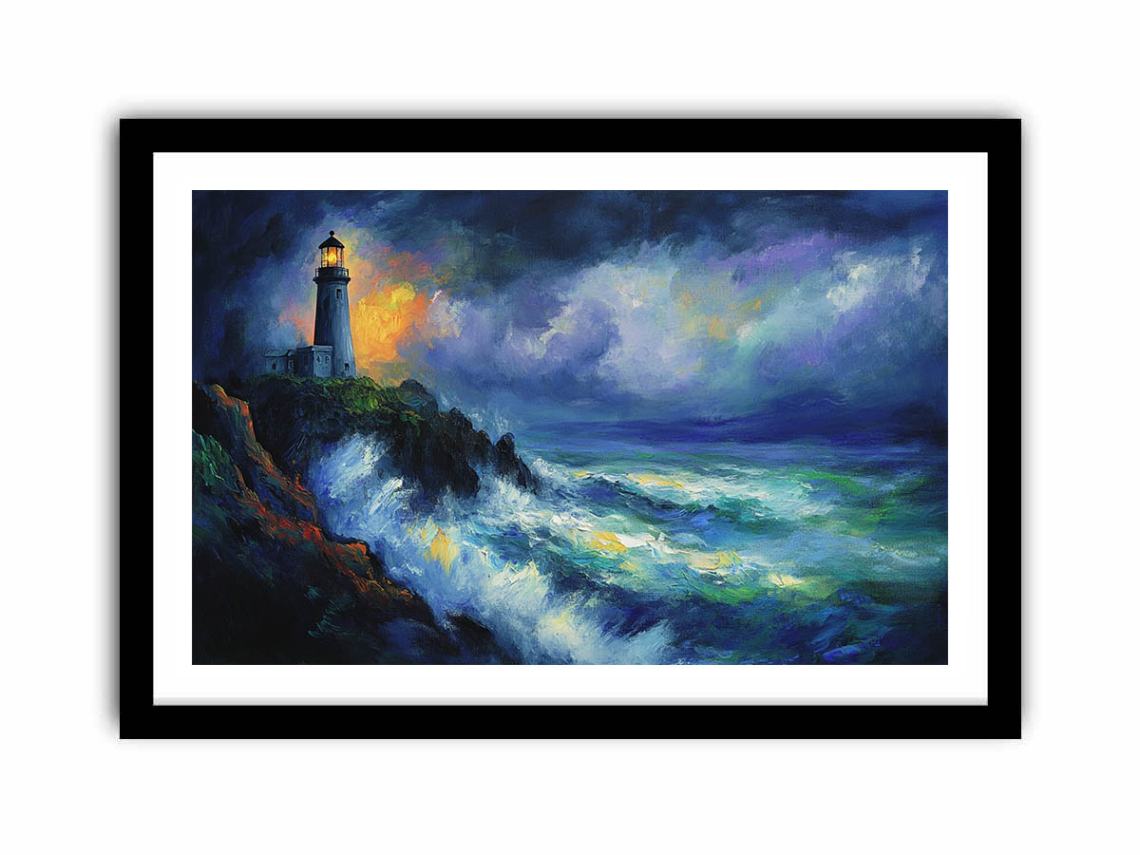 Lighthouse Seascape  Art Print