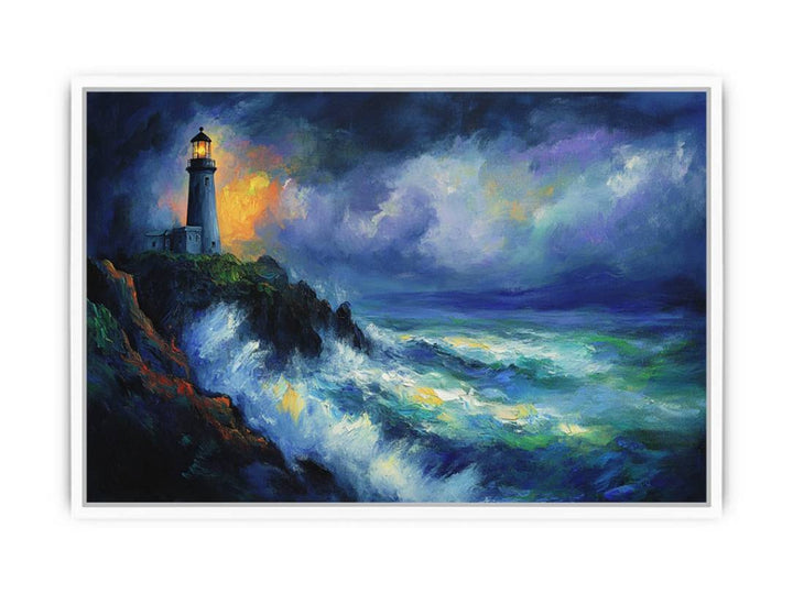 Lighthouse Seascape Framed Print