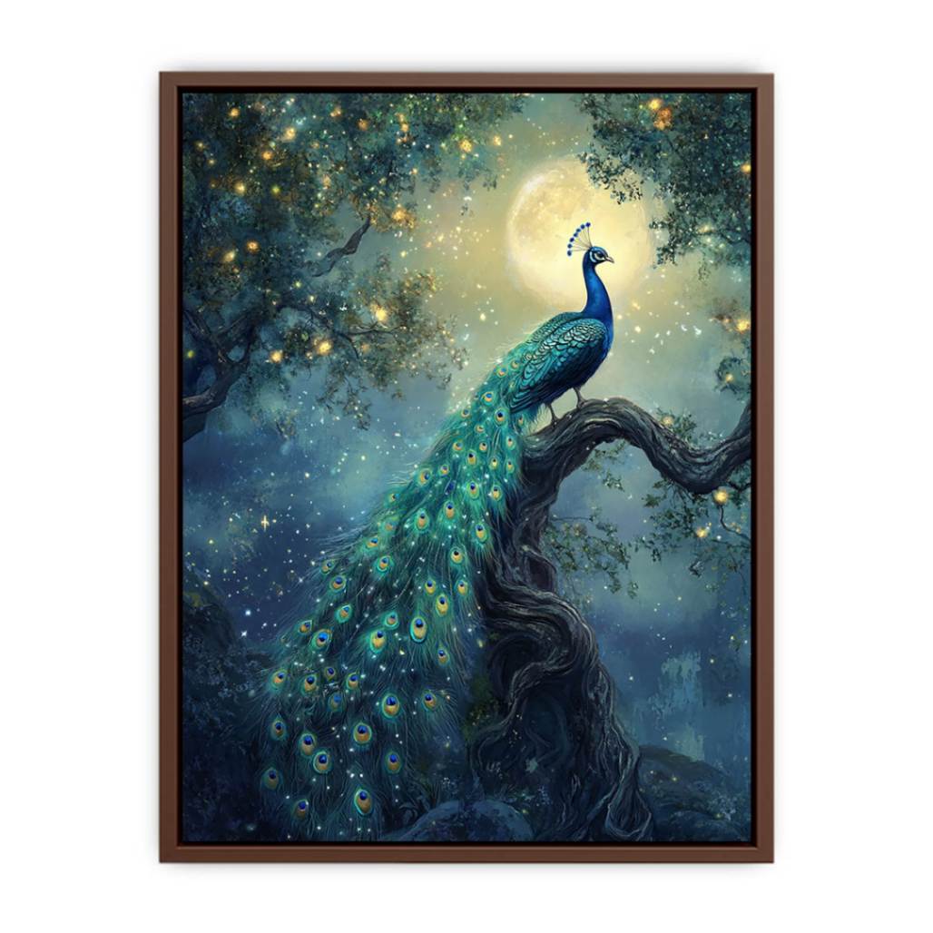 Moonlit Peacock  Poster