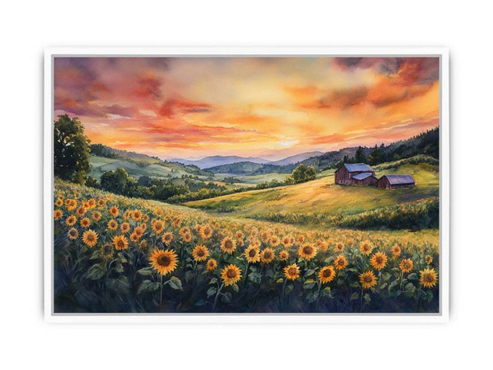 Sunflower Sunset Framed Print