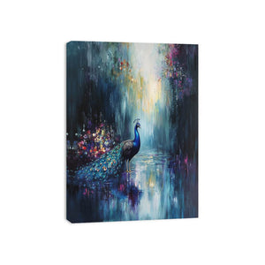 Peacock In Rain Canvas Print