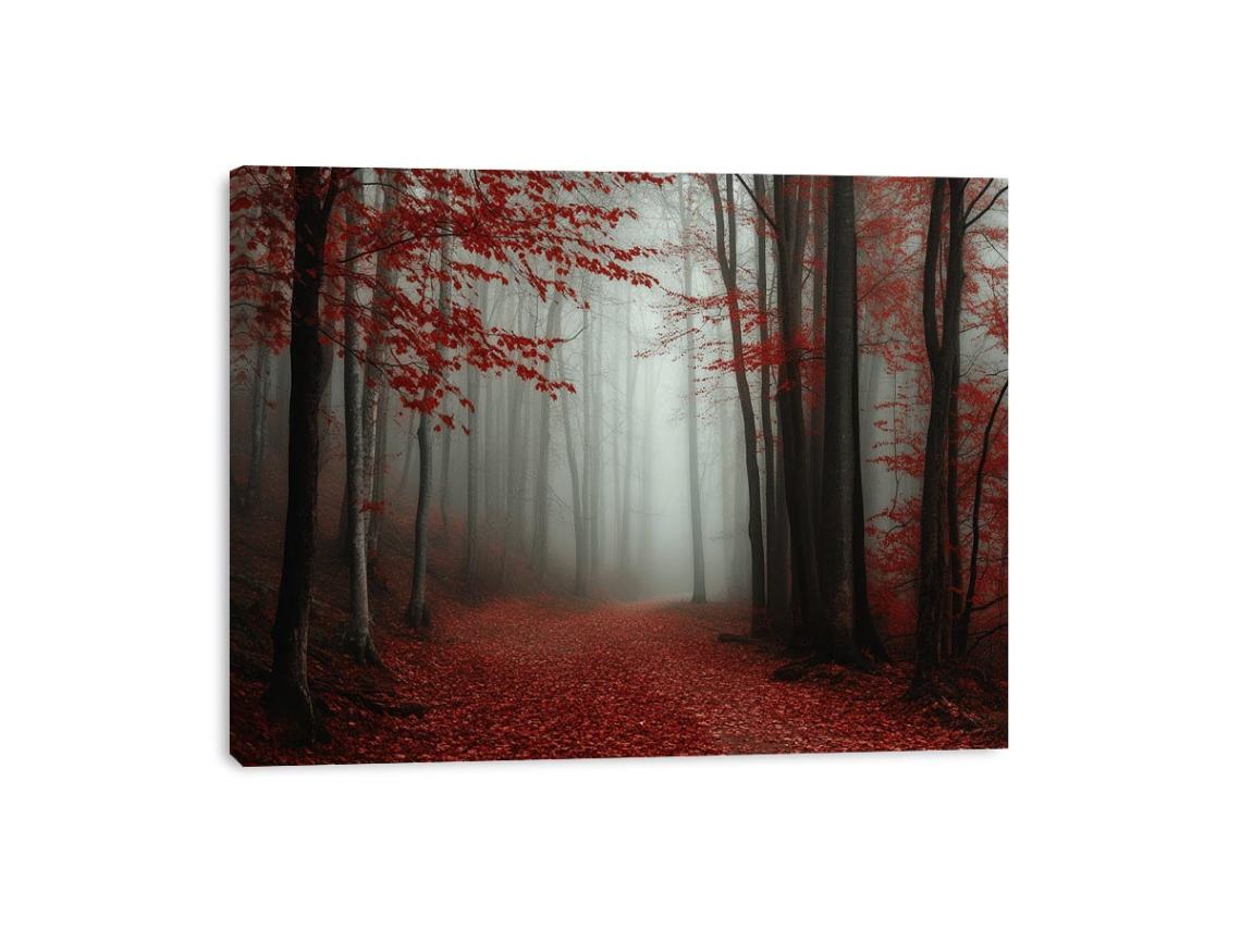 Misty  Red Forest Canvas Print