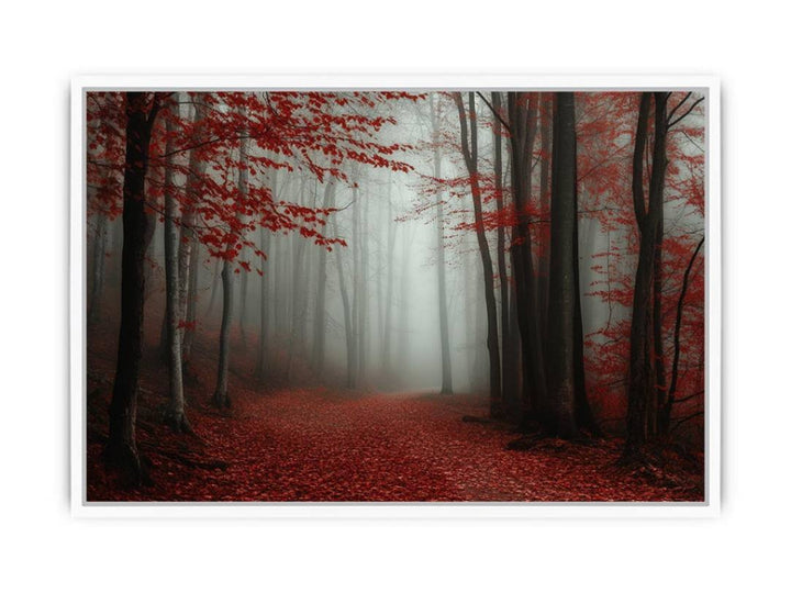 Misty  Red Forest Framed Print