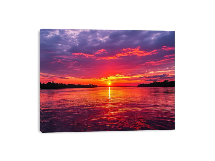 Sunset Over Amazon Canvas Print