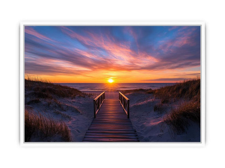 Beach Path Sunset Framed Print