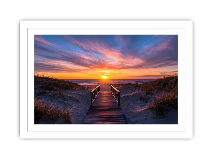 Beach Path Sunset Streched canvas