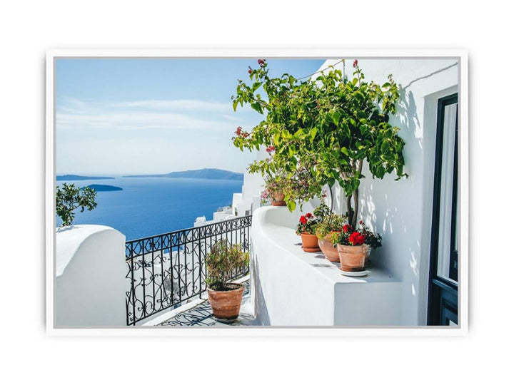 Santorini Terrace Framed Print