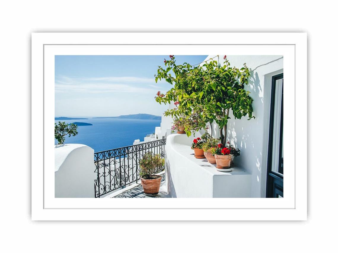 Santorini Terrace Streched canvas