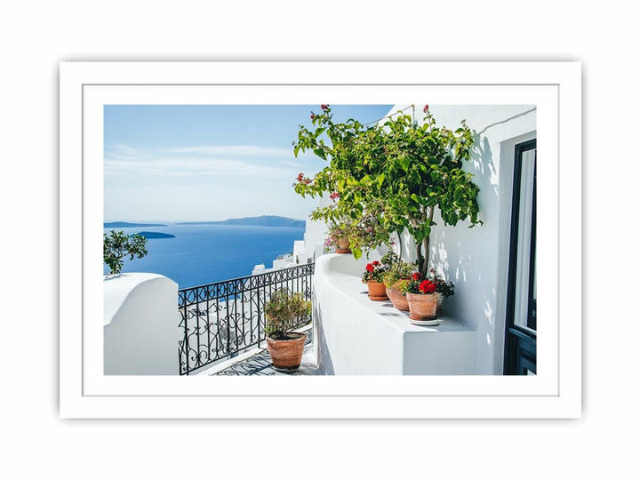 Santorini Terrace Streched canvas