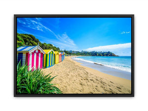 Beach Huts Along The Shore   Painting
