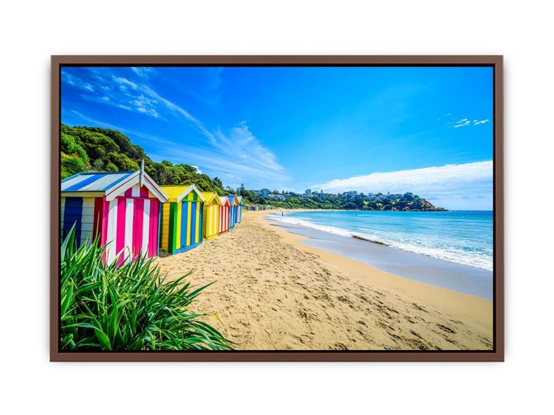 Beach Huts Along The Shore   Poster