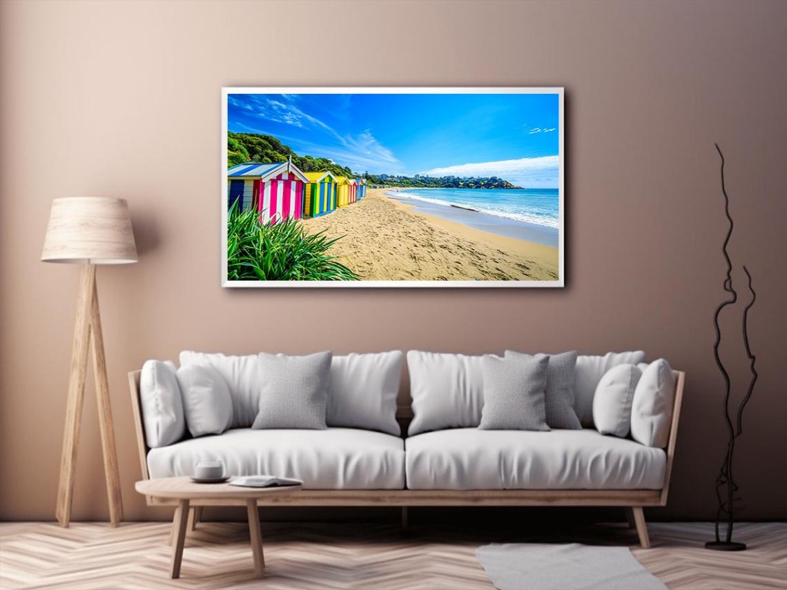 Beach Huts Along The Shore  