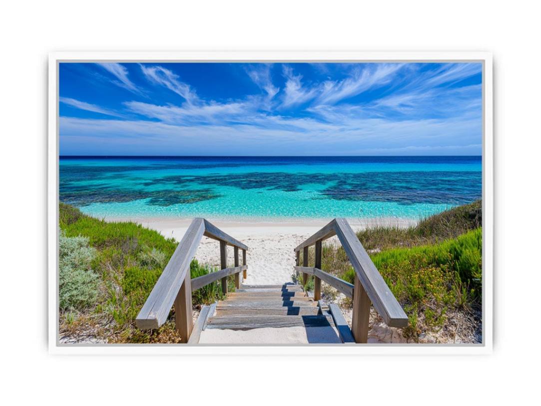 Stairway To Beach Framed Print