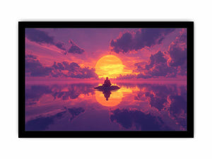 Meditative sunset canvas art with reflections for serene interiors