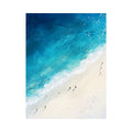 Aerial beach canvas art with turquoise ocean and white sand for coastal living room decor.