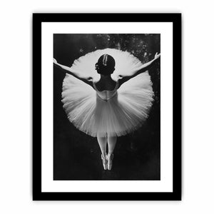 Black and white ballerina photography canvas for elegant bedroom wall decor.