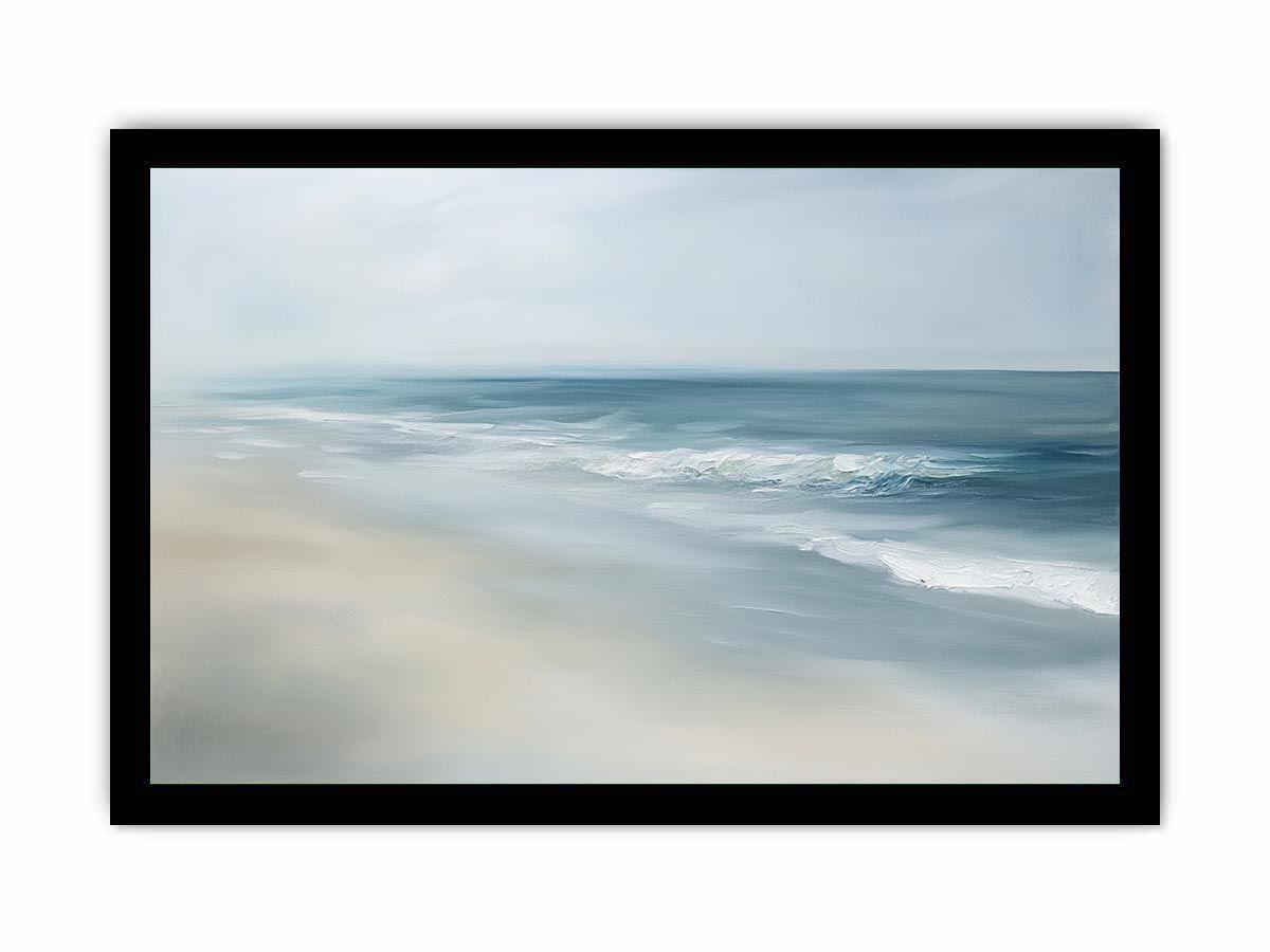 Soft abstract ocean waves canvas art for calm bedroom decor.