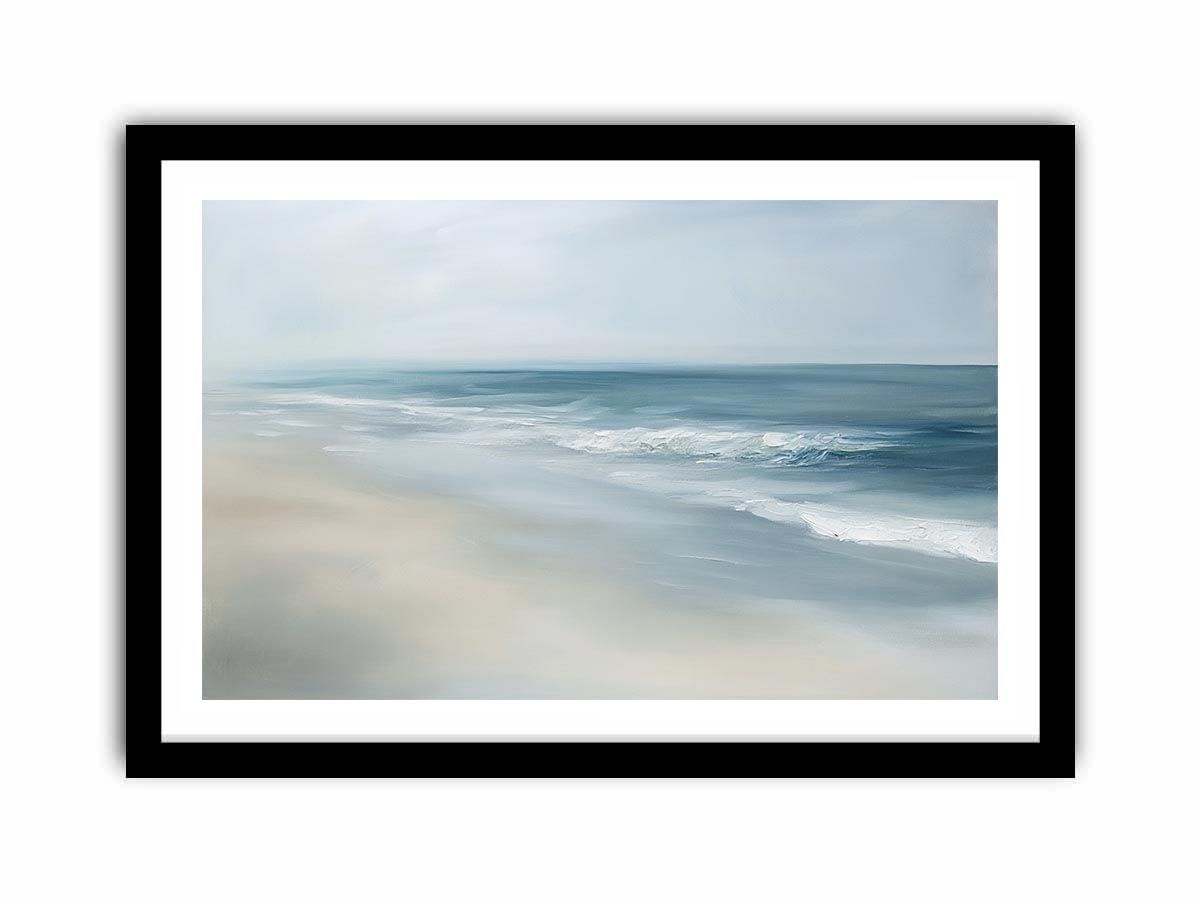 Soft abstract ocean waves canvas art for calm bedroom decor.