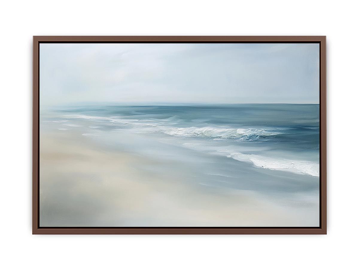 Soft abstract ocean waves canvas art for calm bedroom decor.