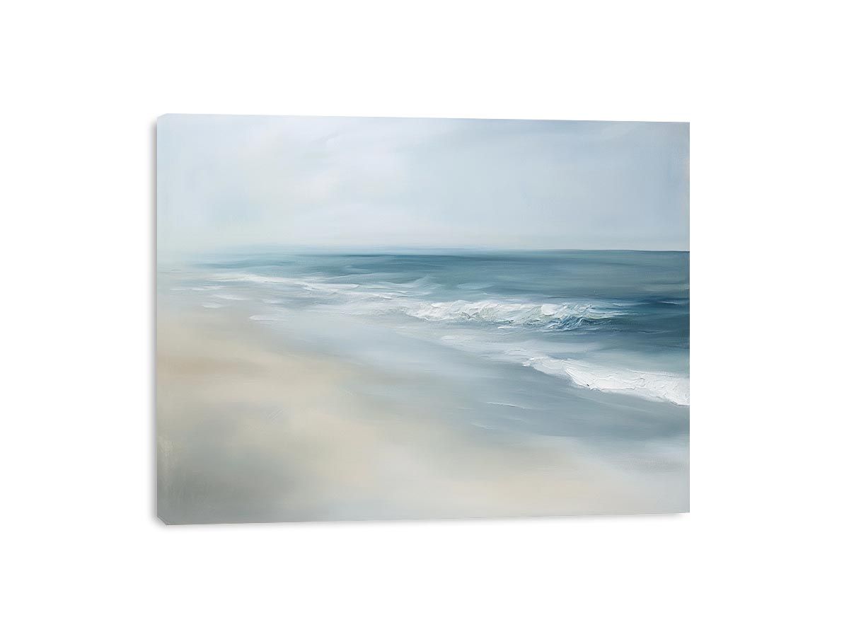 Soft abstract ocean waves canvas art for calm bedroom decor.