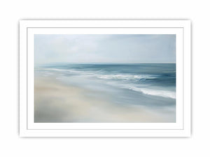 Soft abstract ocean waves canvas art for calm bedroom decor.