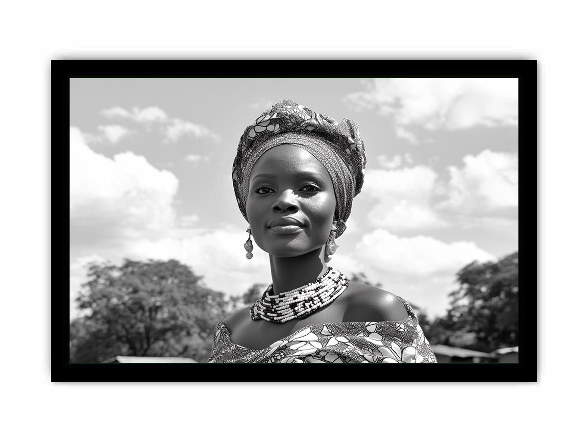 Black and white woman portrait canvas art for elegant hallway decor.