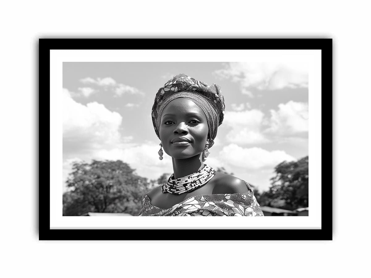 Black and white woman portrait canvas art for elegant hallway decor.