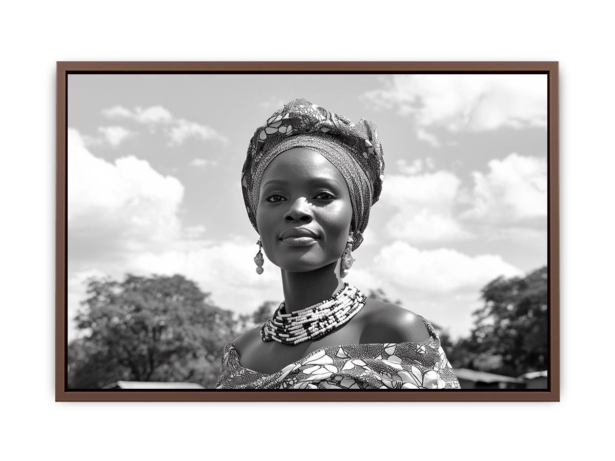 Black and white woman portrait canvas art for elegant hallway decor.