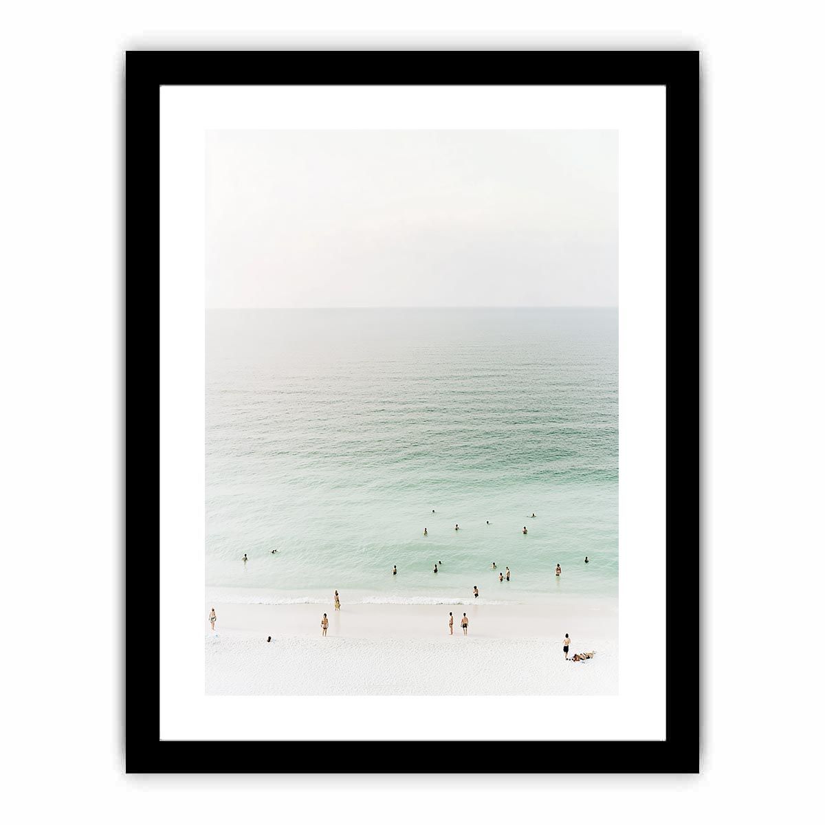 Minimal beach canvas art with seafoam water for calm bedroom decor.