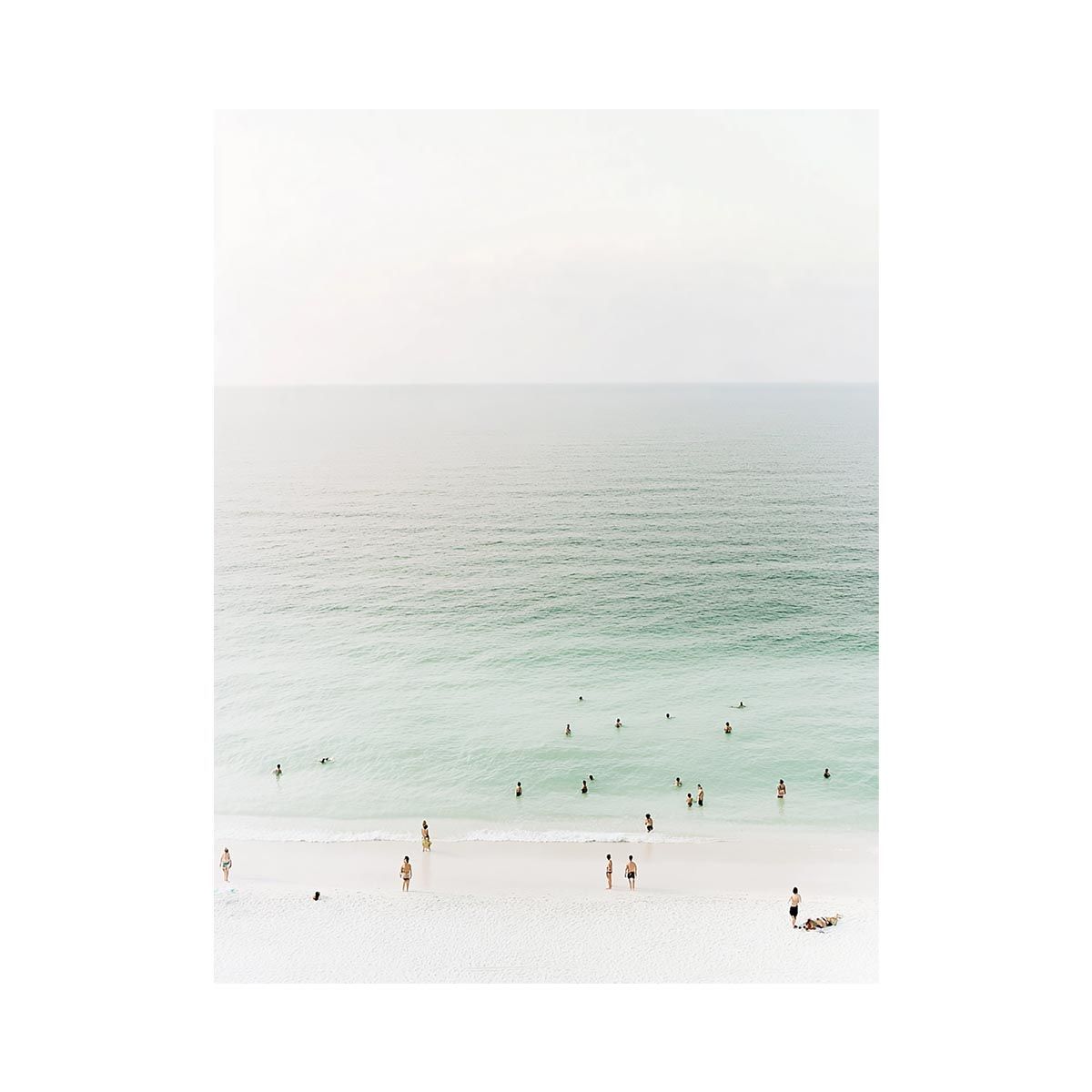Minimal beach canvas art with seafoam water for calm bedroom decor.